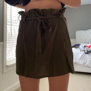 Olive green soft skirt with tie